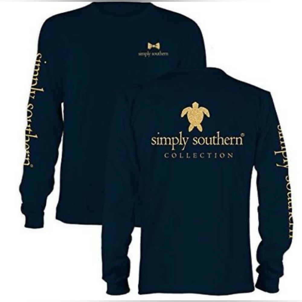 Simply Southern Navy and Gold Long Sleeve Tee